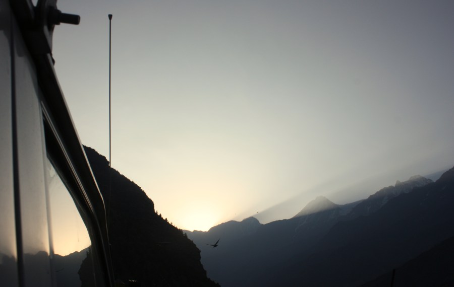 sunrise view from the car