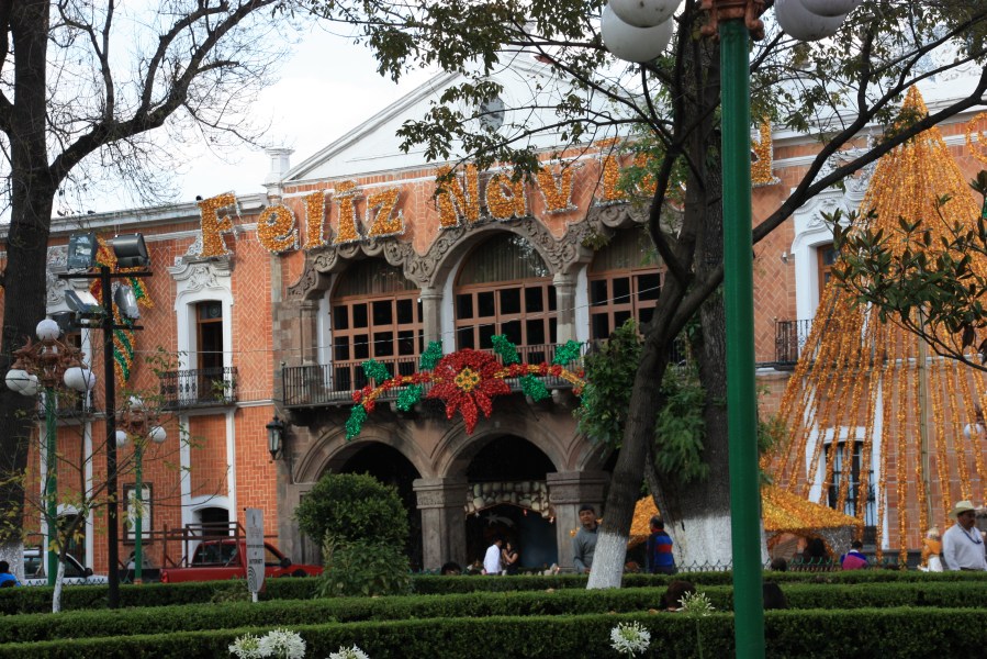 Buildings around the Tlaxcala zocalo getting ready for Christmas... I think this is/was the Municipal Palace