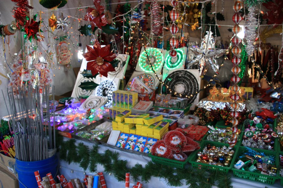 Christmas decorations for sale everywhere!